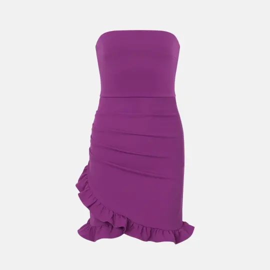 European and American irregular ruffled tube top dress for women summer new slim sexy hip skirt R3090