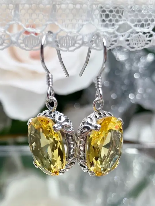 Citrine Earrings, Vintage Edwardian Jewelry #E70