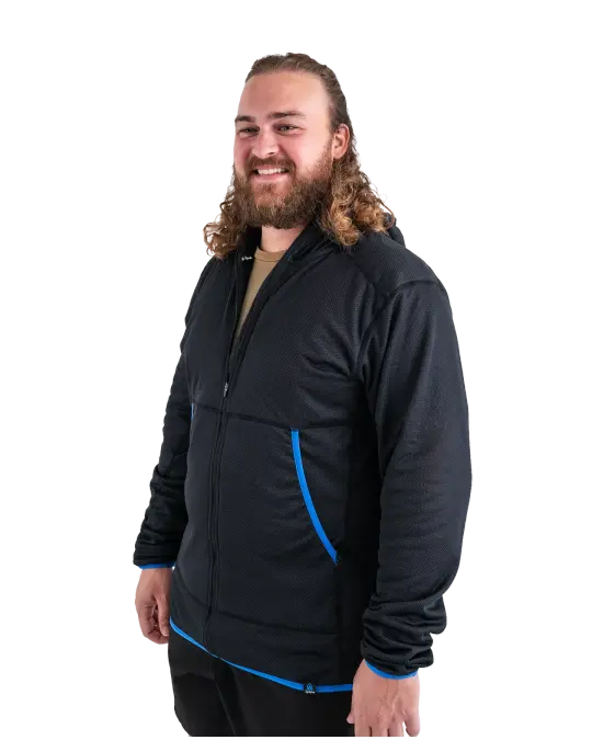 Clearance Zpacks Octa Fleece Hoody - Full Zip - Black w/ Blue Trim - Small