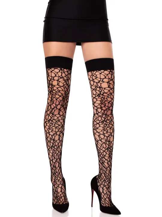 Fractured Net Thigh Highs - Gothic Fishnet Stockings - Alternative Fashion Hosiery