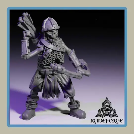 render of 28mm miniature undead archer reloading arrow