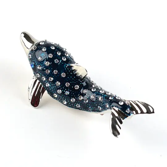 Blue Sparkly Dolphin Trinket Box