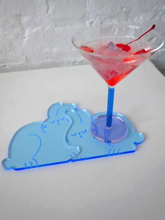 "Perfect Nap" (RABBITS) Set of two acrylic coasters