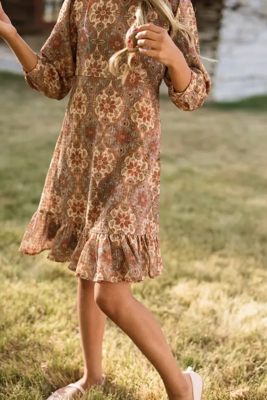 Teen Draper Dress in Golden Hour Tesserae
