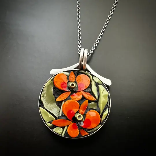 Tropical Orchid Round Pendant