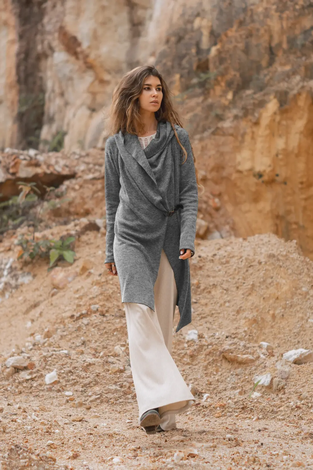 Hooded Cardigan Lalima Light Grey