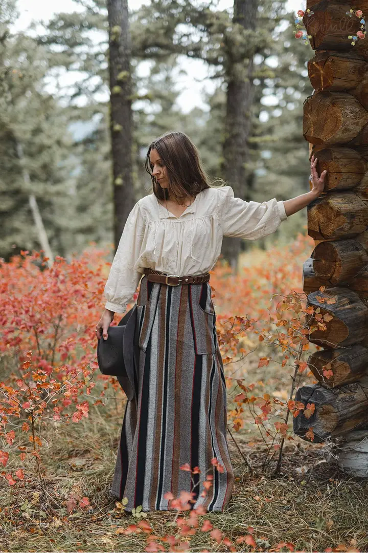 Long Striped Wool Skirt