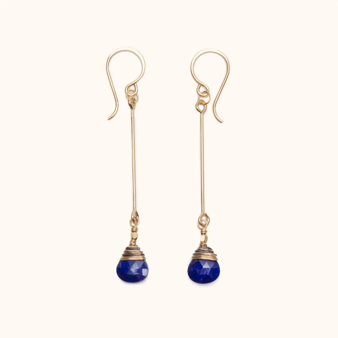 Lapis Bar Drop Earrings