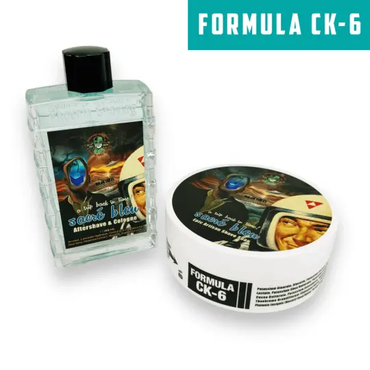 Sacré Bleu Artisan Shave Soap & Aftershave/Cologne Bundle Deal | Ultra Premium Formula CK-6 | 4 oz | Homage to Original Aqua Velva!