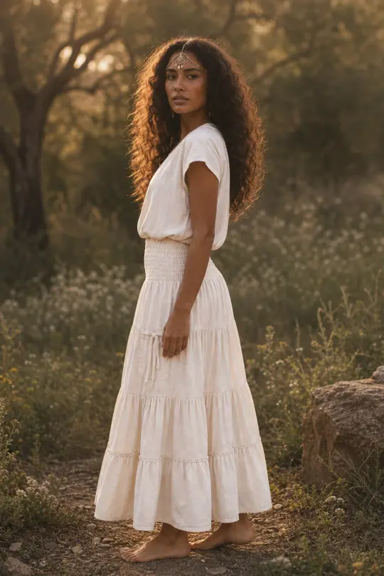 Hana Maxi Pocket Skirt Cream