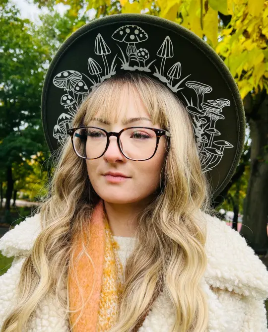 Olive Mushrooms Vegan Felt XL Wide Brim Hat