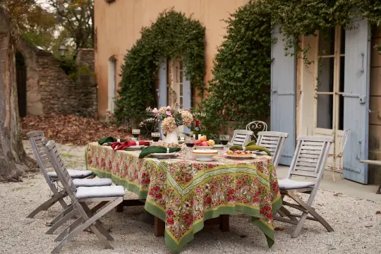 Jardin Red & Green | French Tablecloths