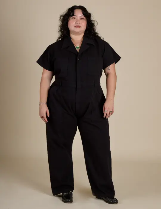 Petite Short Sleeve Jumpsuit - Basic Black