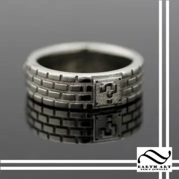 14k Gold Retro Game Brick Ring