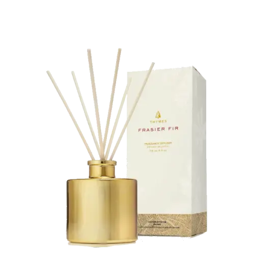 Thyme Frasier Fir Reed Diffuser, gold