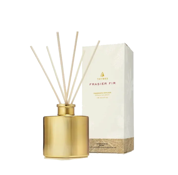 Thyme Frasier Fir Reed Diffuser, gold