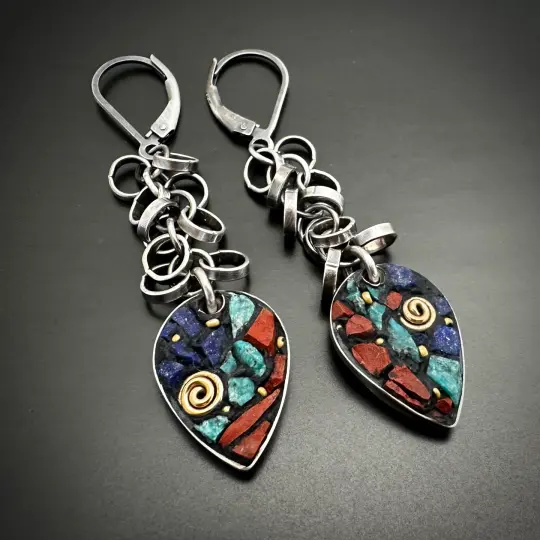 Jasper/Lapis/Turqioise Leaf Earrings