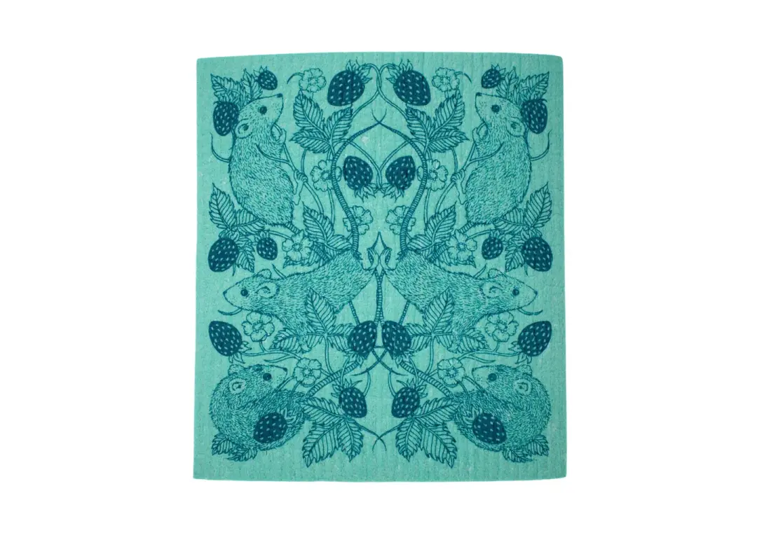 Mint Mice Pattern Swedish Dishcloth