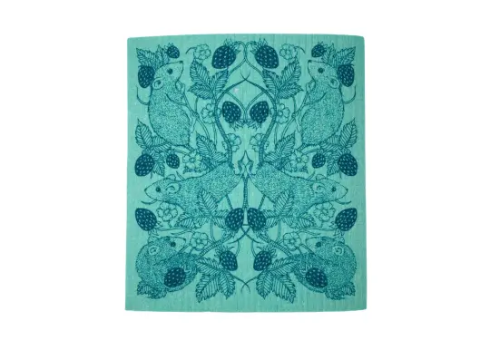 Mint Mice Pattern Swedish Dishcloth