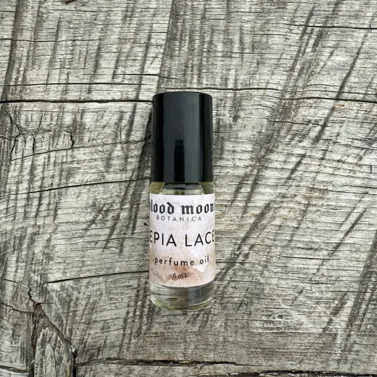 Sepia Lace Perfume Oil with Vintage Lace, Dust, Heather & Linden