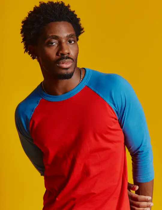 Colorblock Raglan Tee - Mustang Red/Blue