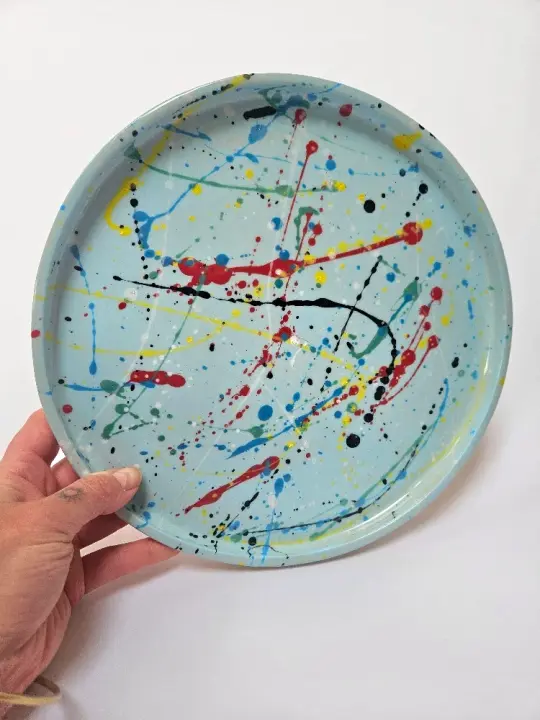 Blue splash serving plate