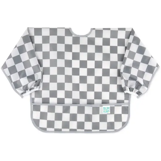 Sleeved Bib: Charcoal Check