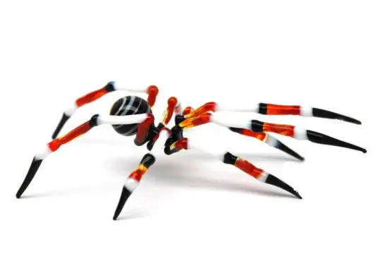 Red White And Black Glass Spider Figurine – Murano Lampwork Art