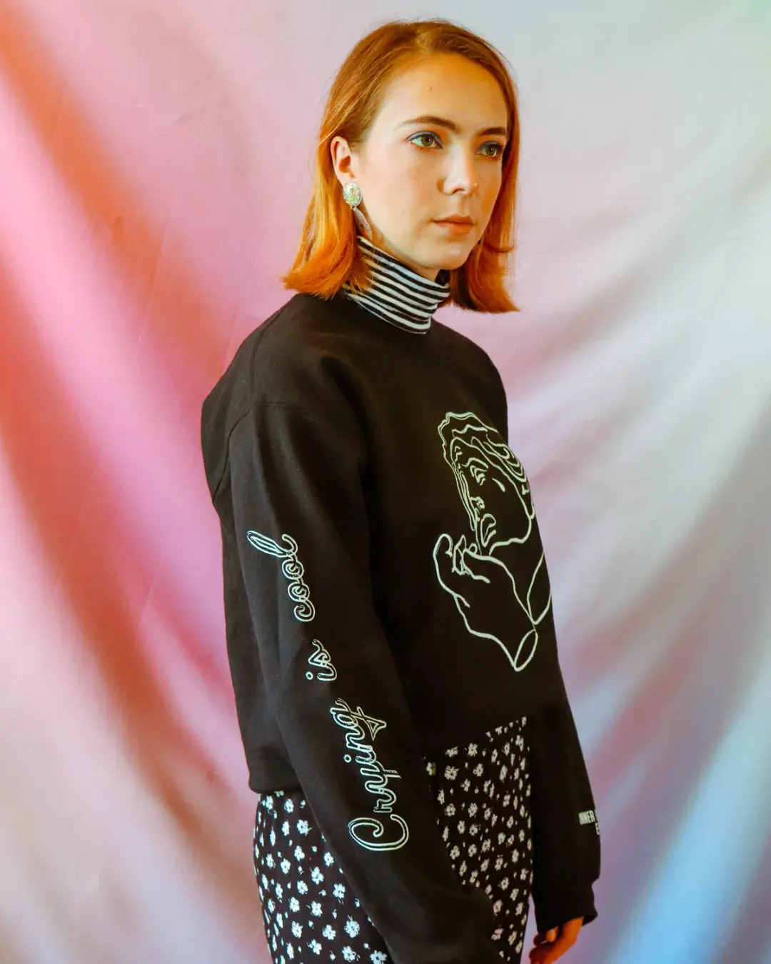 Crying is Cool Crewneck- Black.
