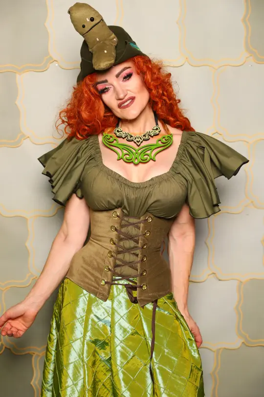 34. Petite Wench Corset in Cornichon Velvet - The Brine for Bunny Collection