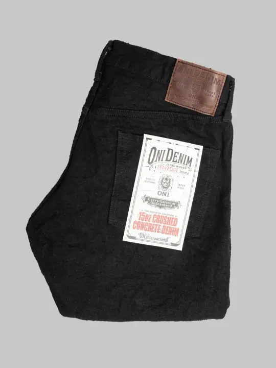 ONI Denim 622CCD-BKBK "Crushed Concrete Denim Black x Black" 15oz Kabuki Relaxed Tapered Jeans