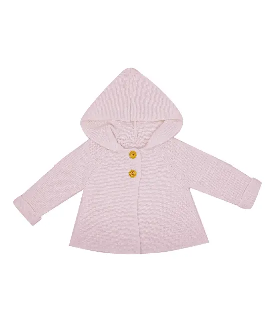 Baby Mode Signature Baby Girls Hooded Sweater Coat, Pink, 18-24 Months