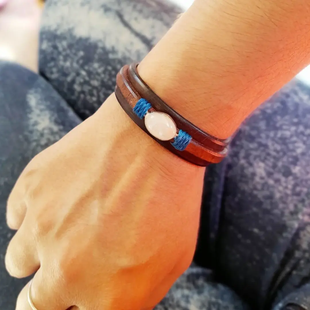 Natural Opal Leather Bracelet | OOAK Ethereal Glow