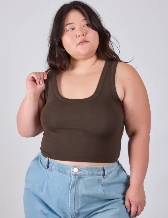 Cropped Tank Top - Espresso Brown