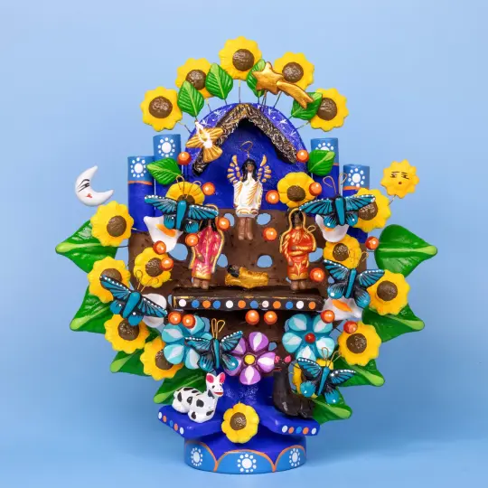 Mexican Tree of Life 1' Clay Sculpture
