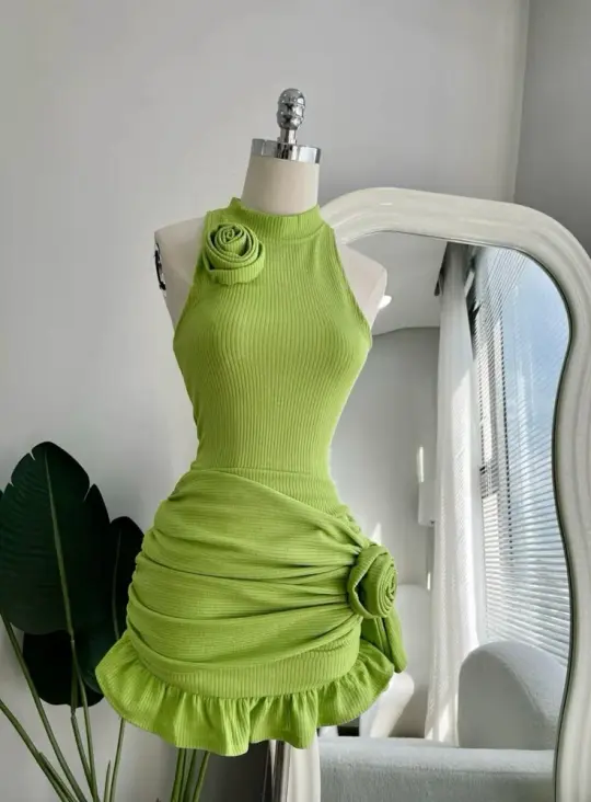Round neck, shoulder-less, slim waist, irregular skirt, homecoming dress R2899