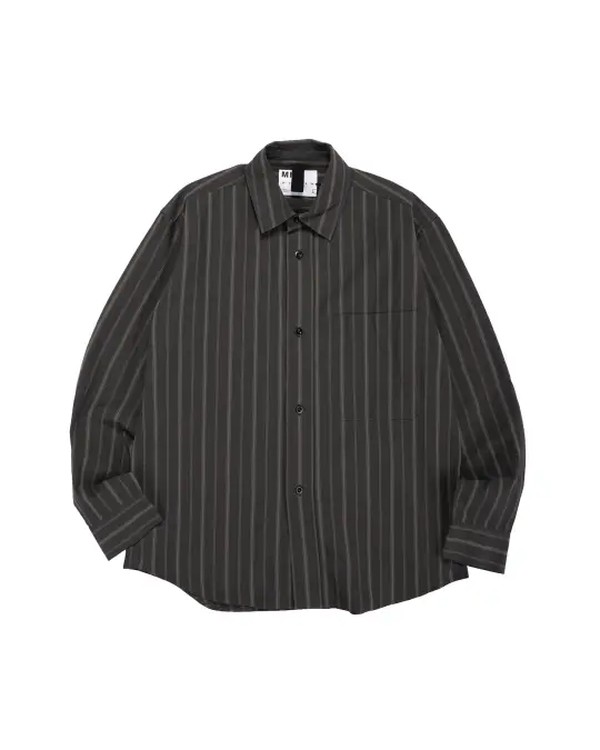 MHL Basic Shirt Bold Stripe Cotton Off Black/Khaki
