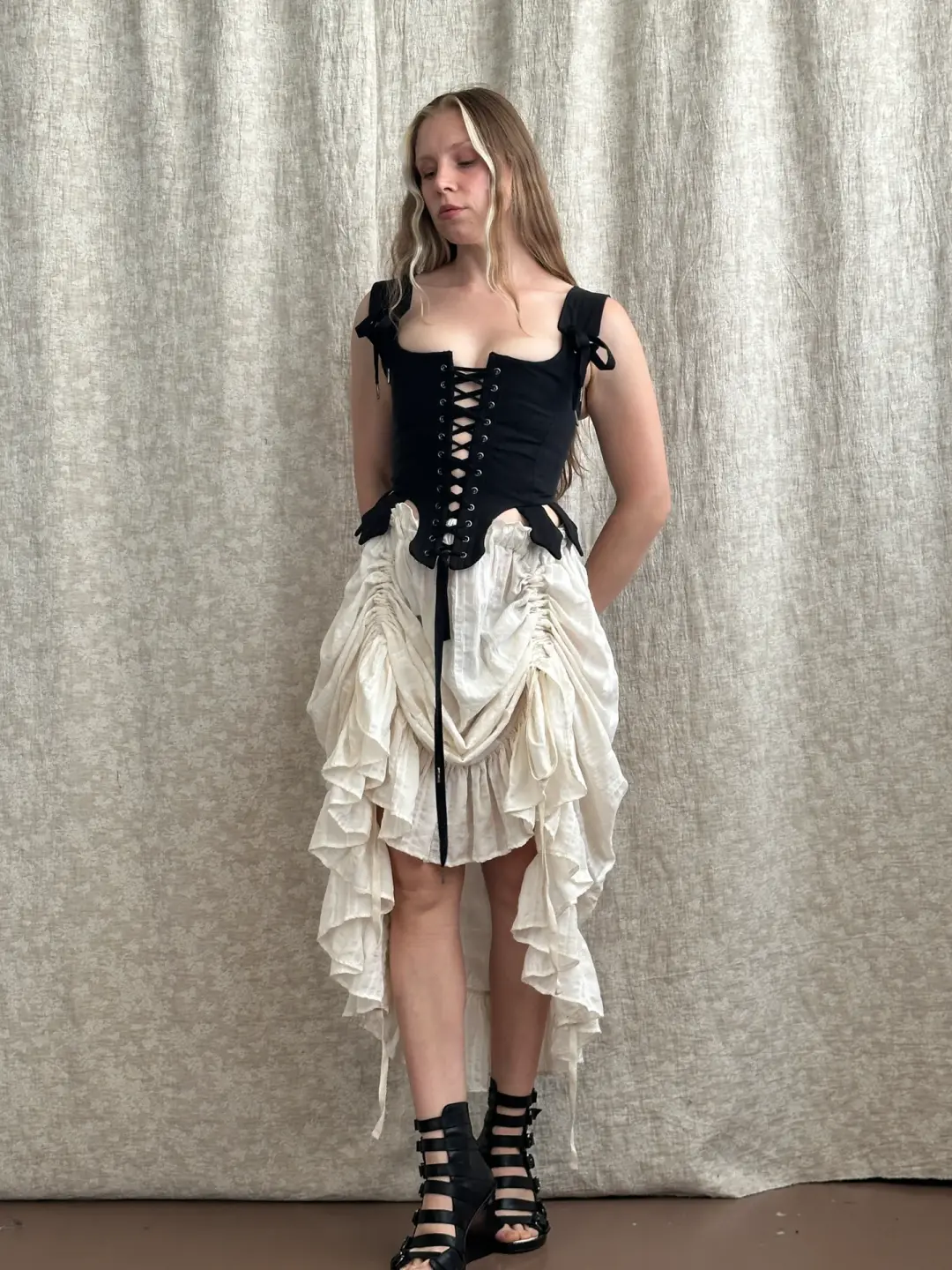 FW '26: Tab Corset Vest in Black Twill (Pre-Order)