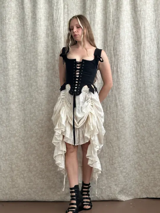 FW '26: Tab Corset Vest in Black Twill (Pre-Order)