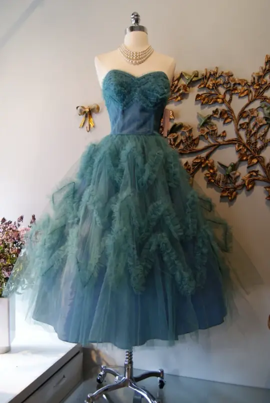 Charming Blue Prom Dress ,Tulle Bodycon Midi Women Dress RS1216