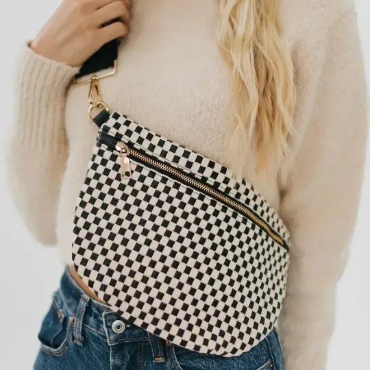 Westlyn Woven Bum Bag - Black Checkered