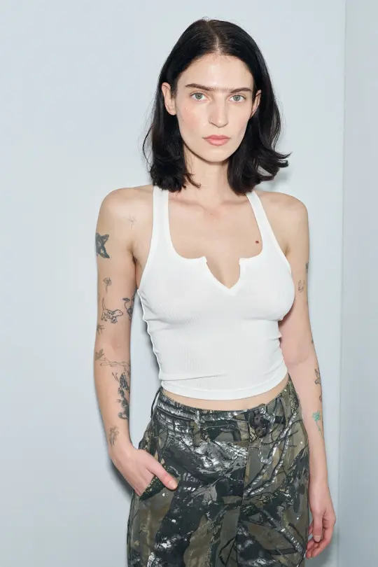 Split Racerback Tencel Rib Tank White