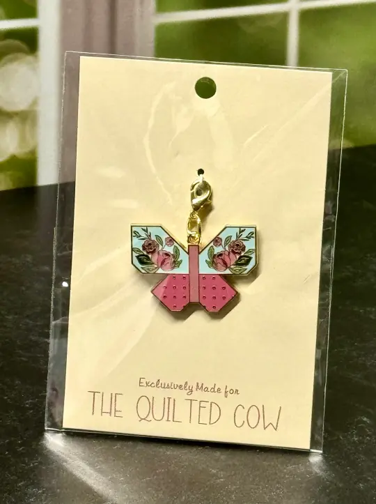 Quilted Cow Butterfly Zipper Charm