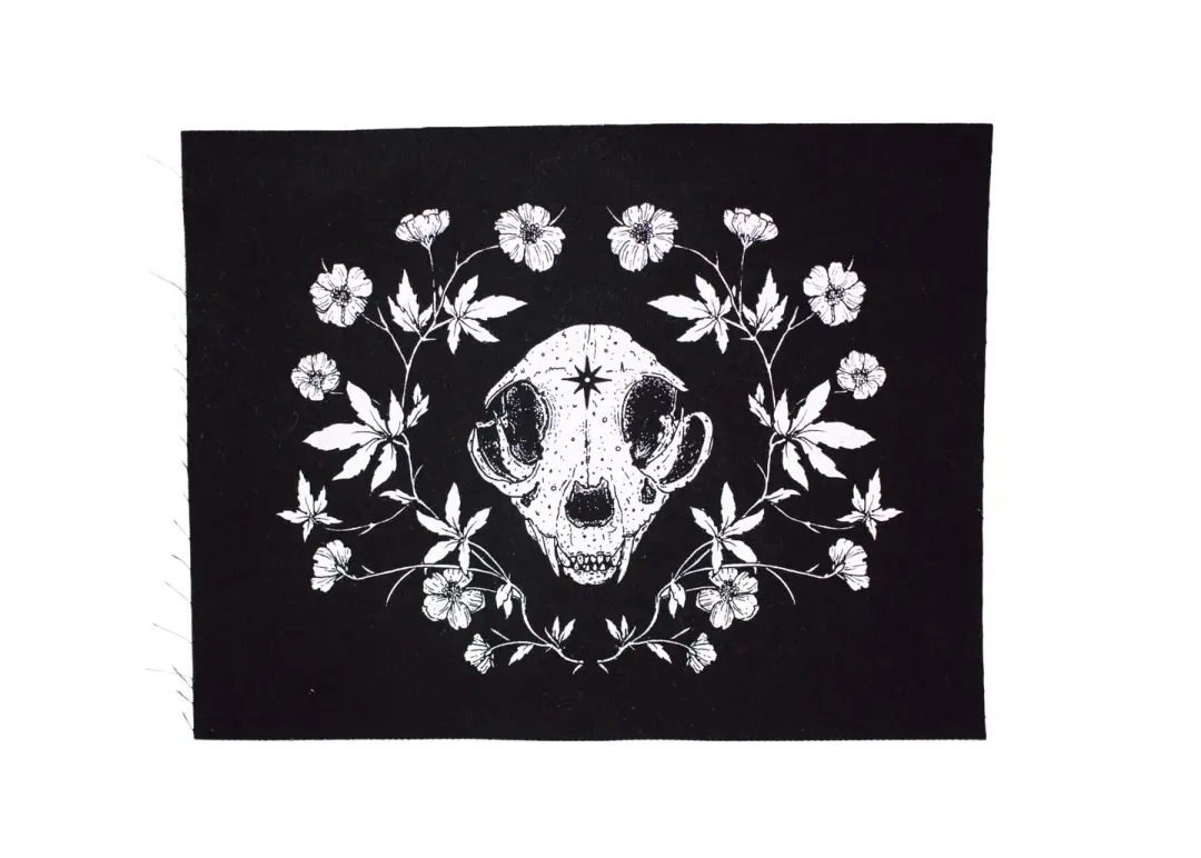 Cat Skull and Cinquefoil Back Patch