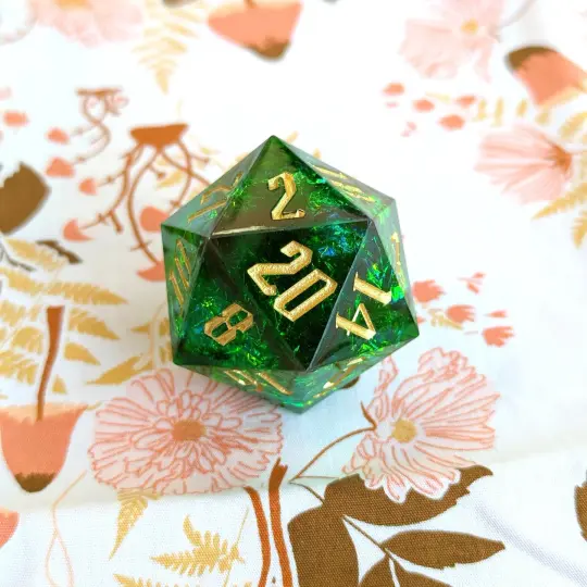 Large D20 Sharp Edge Resin Die – Choose Your Color Custom DnD D20