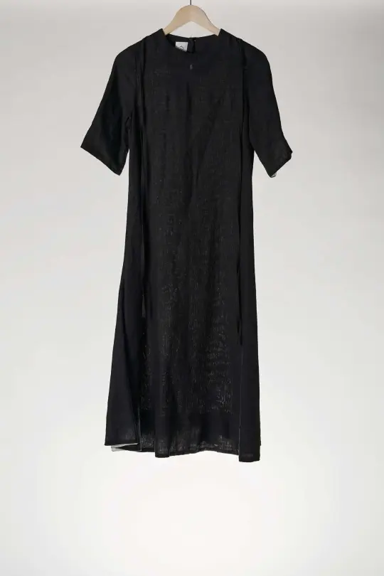 Audrey Dress, Short Sleeve, Black Pansy