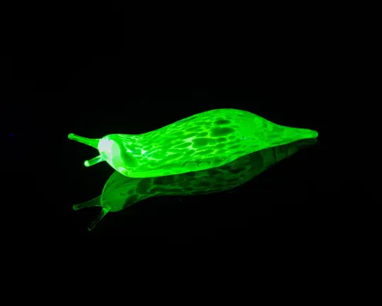 Green Uranium Glass Slug Figurine UV Reactive Green Hand Blown Lampwork Animal Art Collectible Gift
