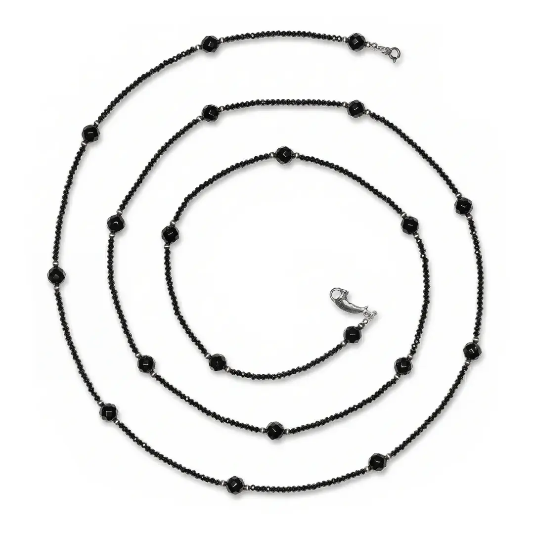 The Night Cat. Onyx and Spinel Mourning Strand. *Limited*