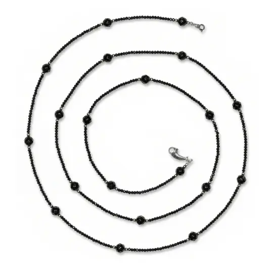 The Night Cat. Onyx and Spinel Mourning Strand. *Limited*