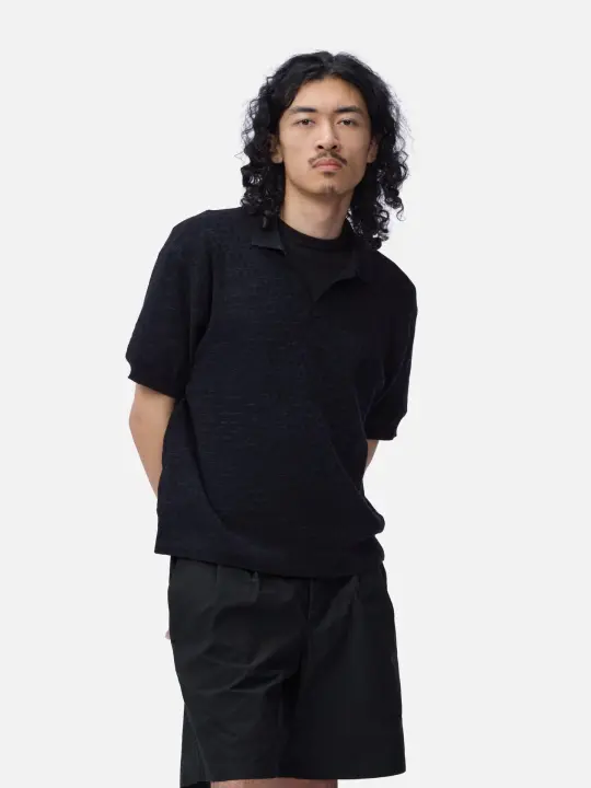 Knit Polo ~ Vintage Black Boxweave